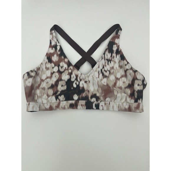 Aerie | OFFLINE Shine Strappy Back Sports Bra in Coco Cream Brown Print Large - Picture 3 of 13